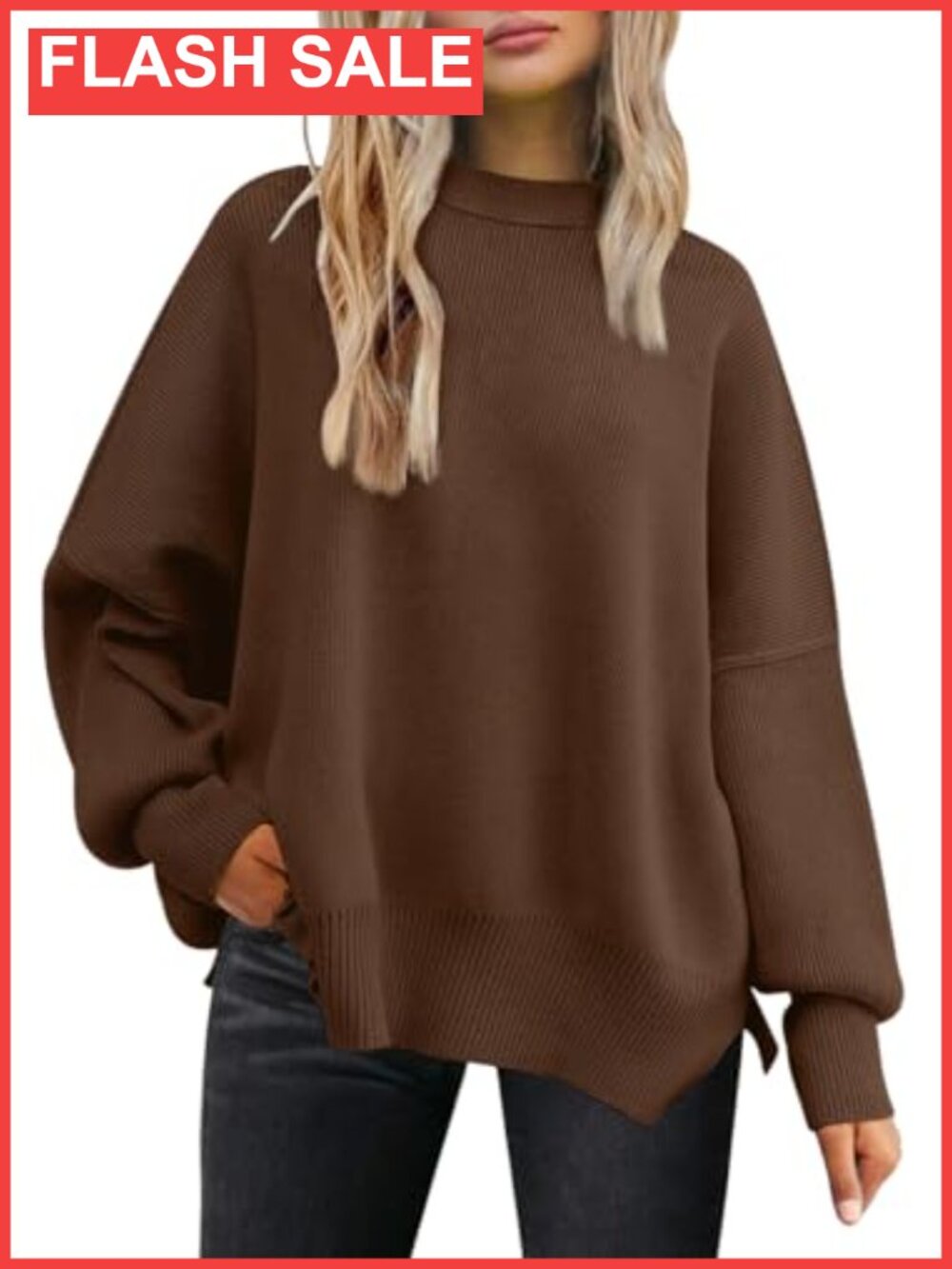 Oversized Crewneck Long Sleeve Sweater Pullover Seam Tunic